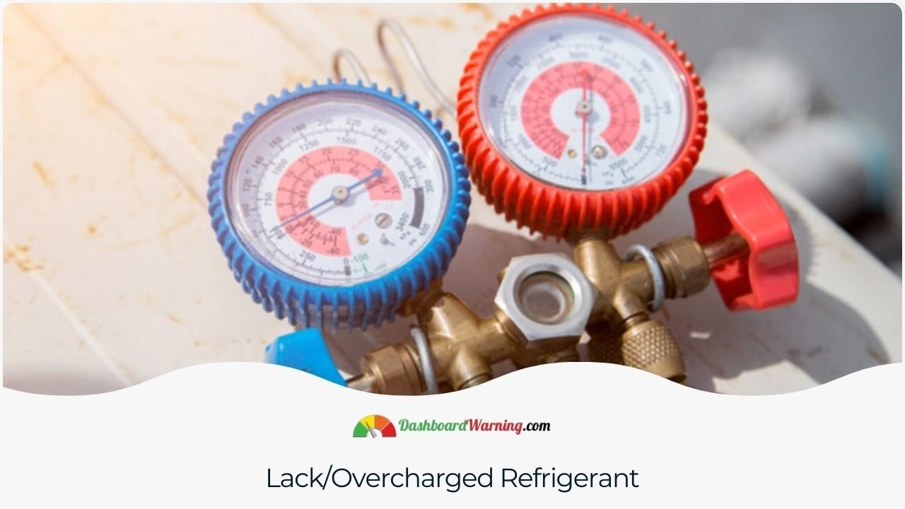 The impact of having too little or too much refrigerant in the car's air conditioning system.