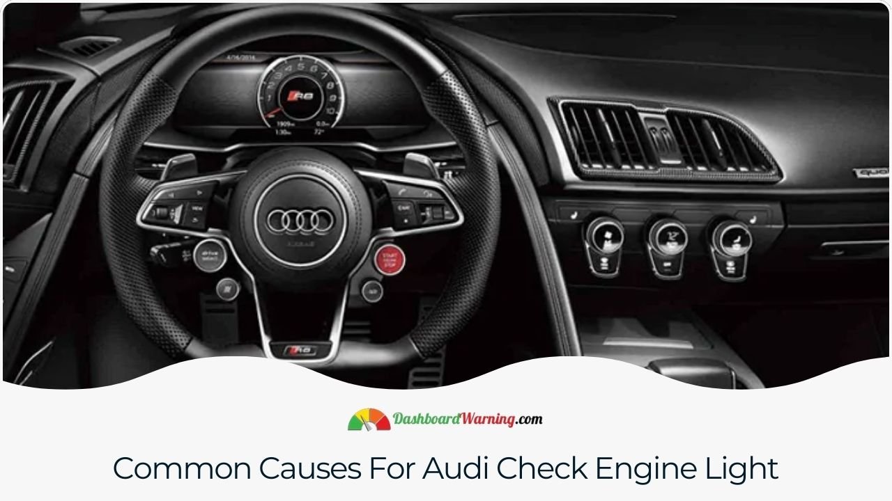 Audi Check Engine Light - Common Causes Typical reasons for an Audi's check engine light to activate include issues with the engine, emissions, or sensor faults.