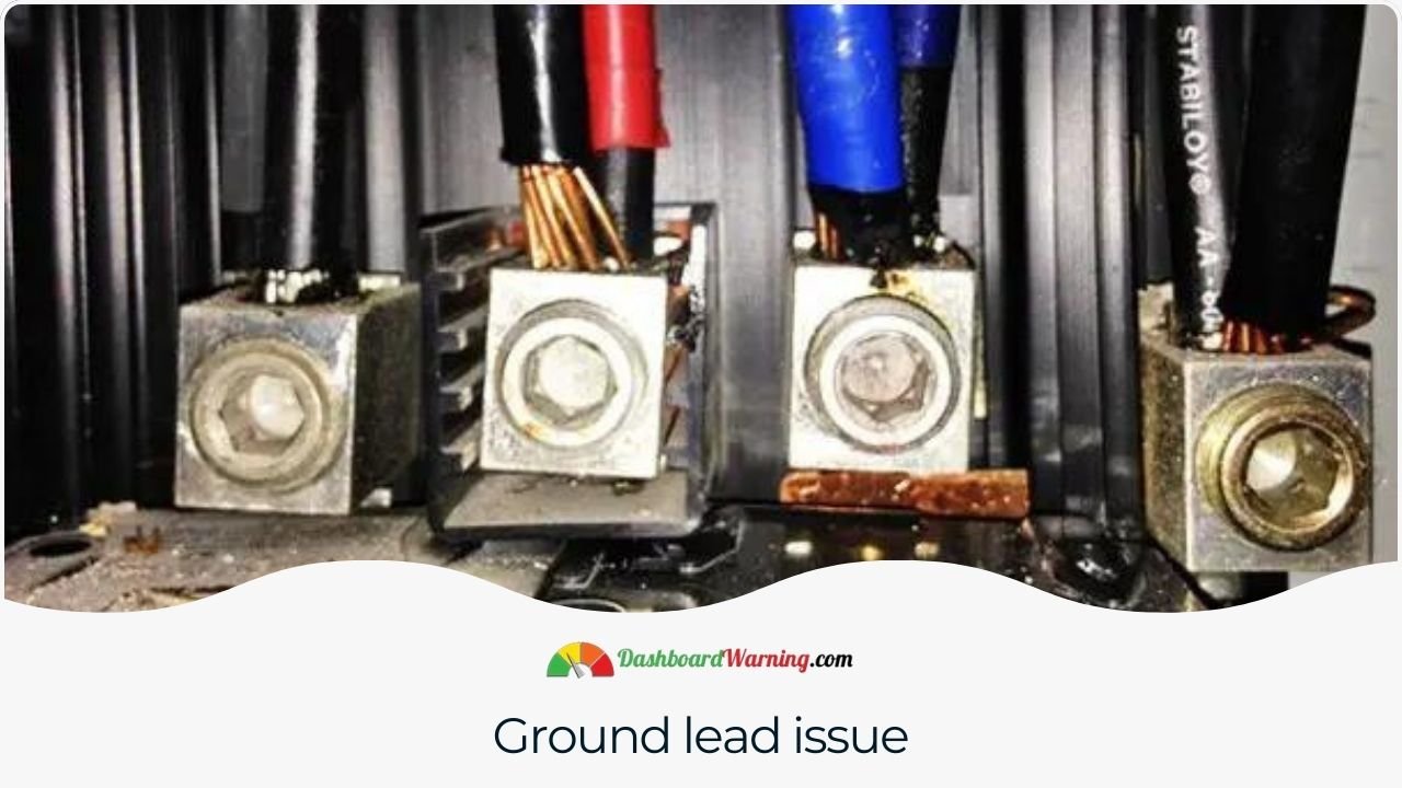 Diagram highlighting the ground lead in a vehicle's electrical system with a potential issue.