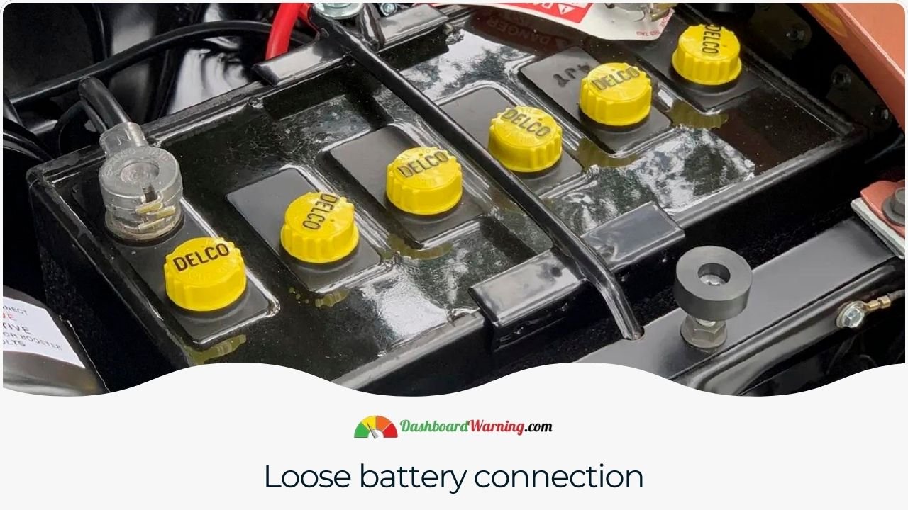 Diagram of a car's battery connections highlighting a loose connection issue.