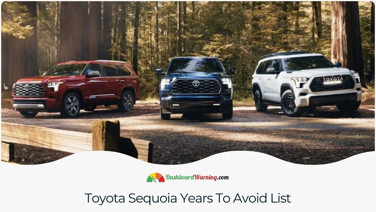 Toyota Sequoia Years To Avoid - 5 Worst Years A compilation of Toyota Sequoia model years known for significant issues, advising caution for potential buyers.