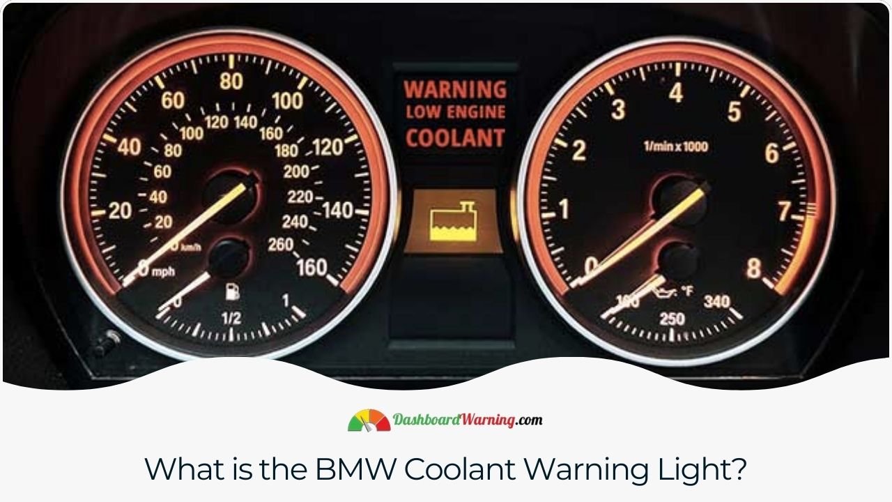 A dashboard indicator in BMW vehicles alerts the driver to low coolant levels or overheating issues.