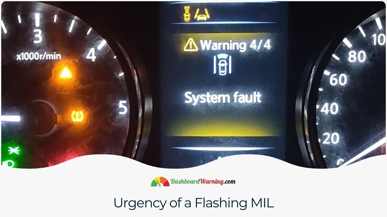 The importance of immediate attention when the Malfunction Indicator Light in a Nissan Qashqai starts flashing.