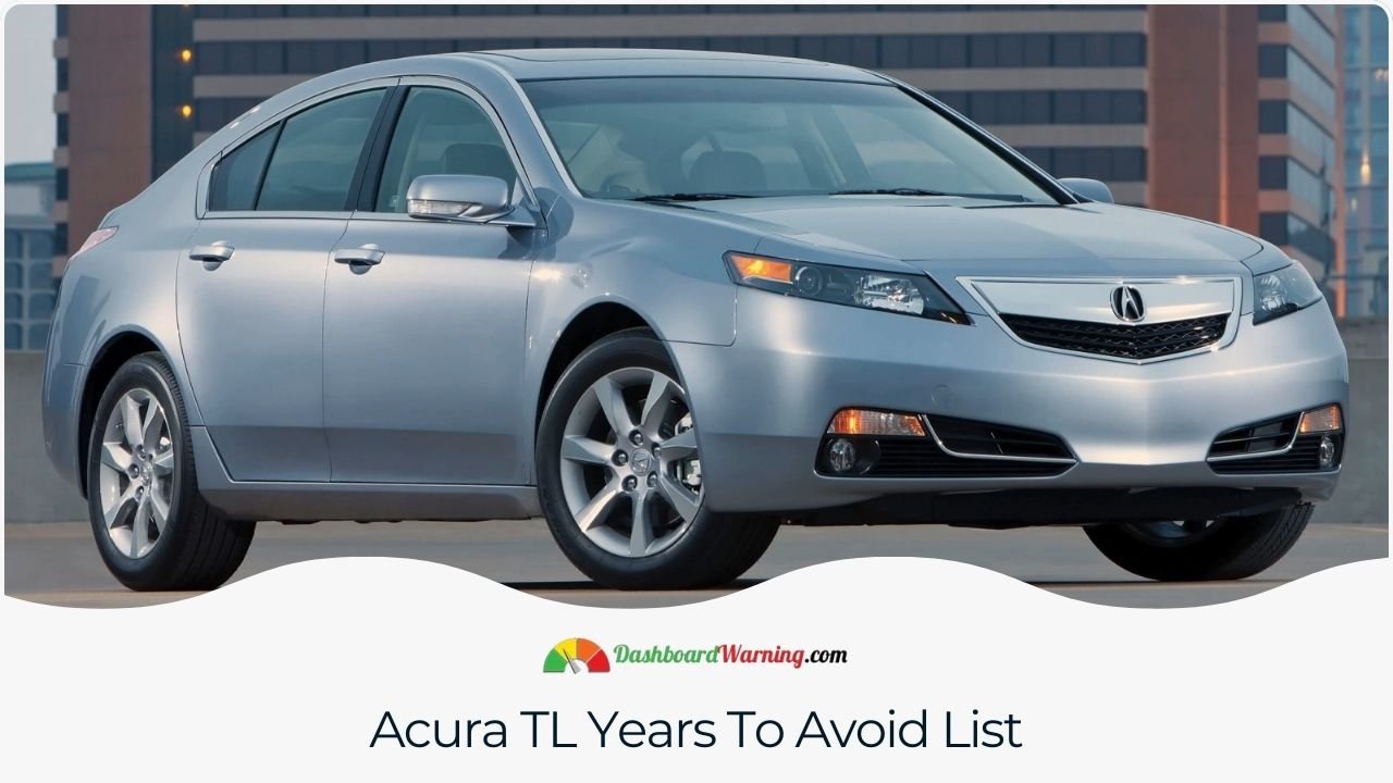 Acura TL Years to Avoid and Why? 5 Worst Years A summary of Acura TL model years known for significant issues.