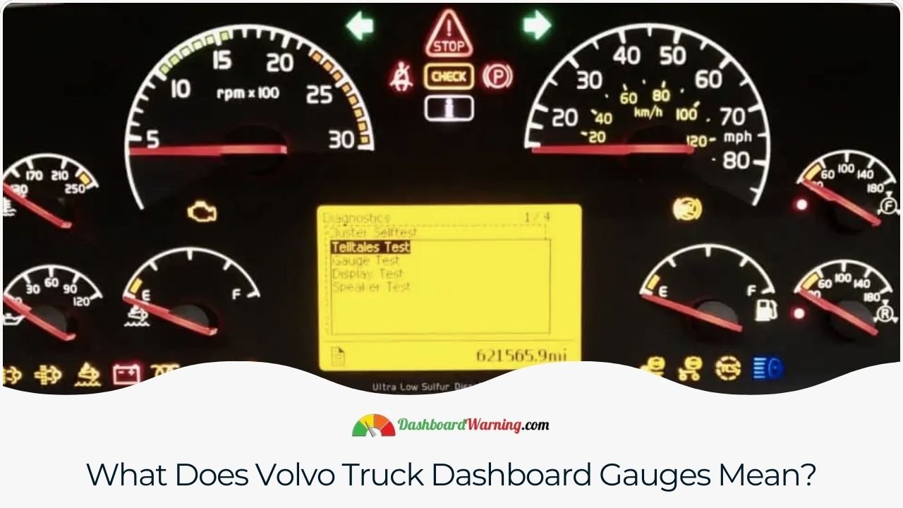 Volvo Truck Dashboard Gauges Meaning - Instrument Cluster An overview of Volvo truck dashboard gauges and their function in monitoring vehicle performance.