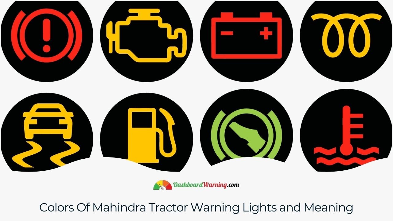 Mahindra Tractor Warning Lights Meaning An explanation of the different colors of warning lights on Mahindra tractors and their meanings.