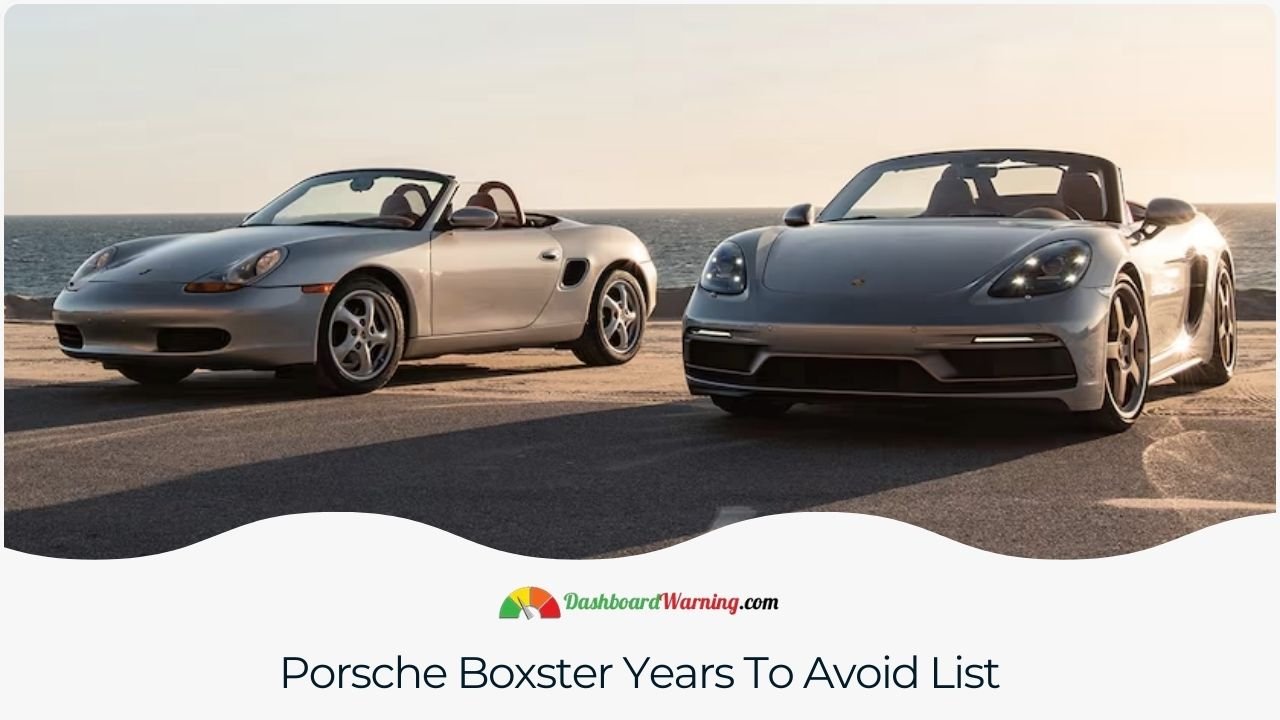 Porsche Boxster Years To Avoid - 7 Worst Years A list of Porsche Boxster model years known for having significant issues or problems.