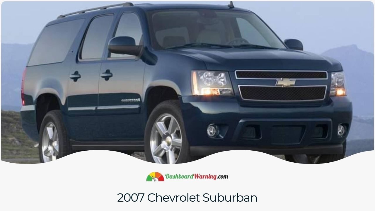 Chevrolet Suburban Years To Avoid and Why Overview of issues that make the 2007 Chevrolet Suburban a less reliable choice.