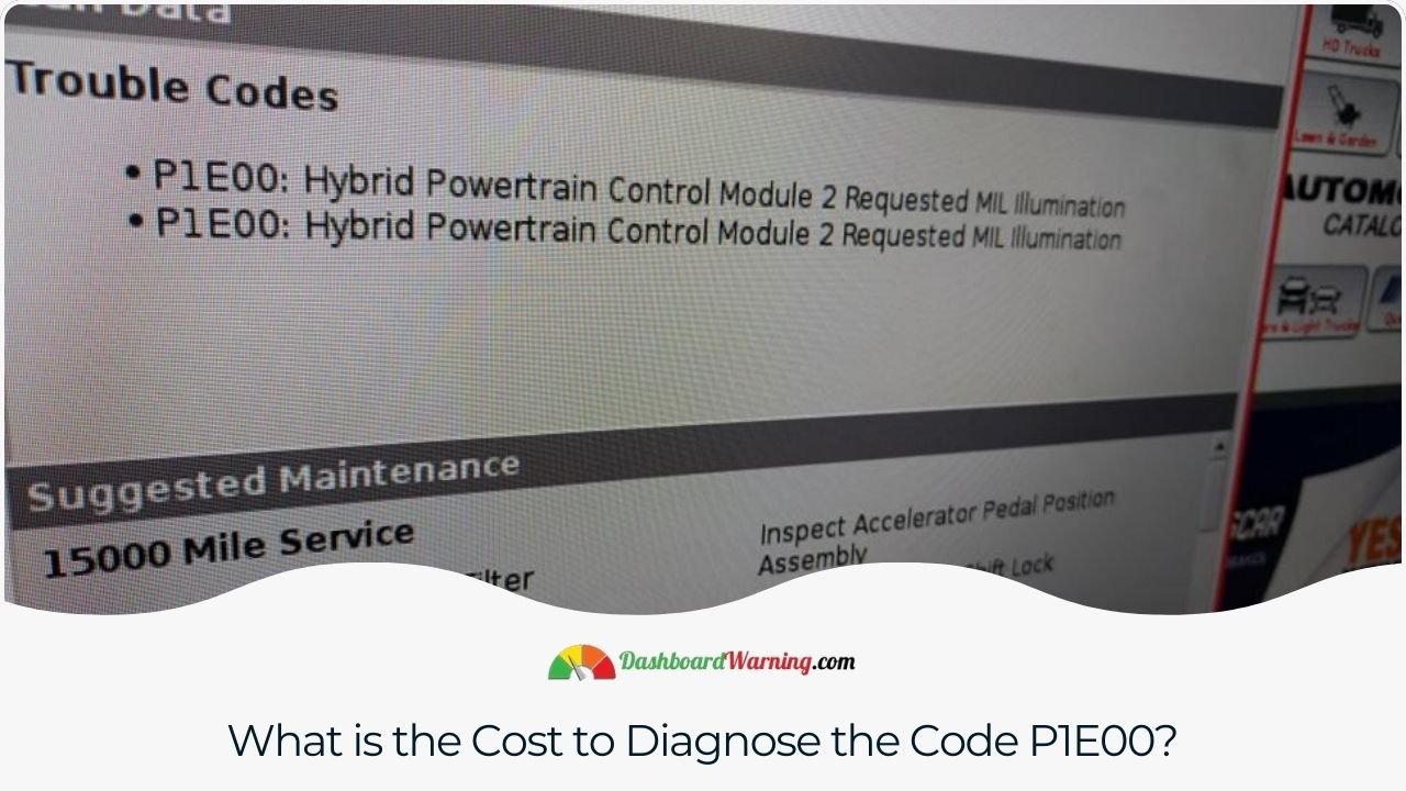 P1e00 Chevy Volt | Hybrid Powertrain Control Module 2 Requested MIL Illumination The typical expense associated with diagnosing the P1E00 code in a Chevy Volt by a professional technician.