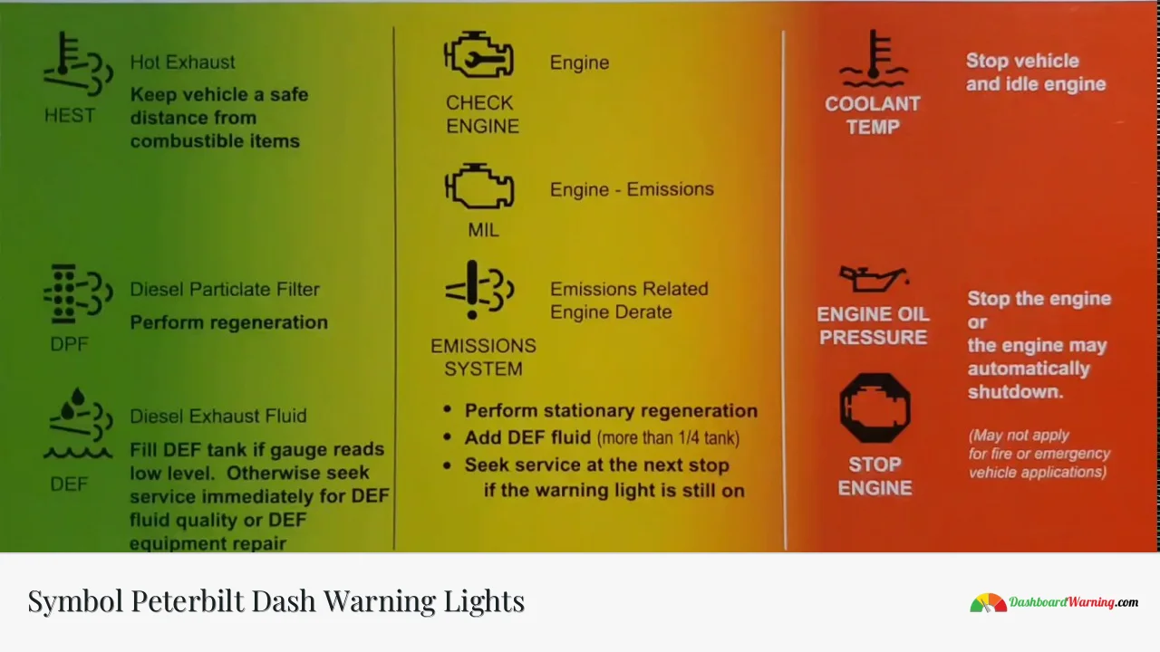 Symbol Peterbilt Dash Warning Lights